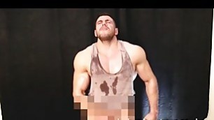 Oil hunk has cock out