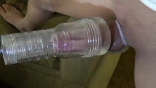 Fleshlight spins the creamy cum from my throbbing cock