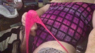 Panty sissy cum play in girl friends sisters panties