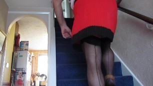 My new pleated skirt and stockings part 2
