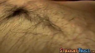 Inked straight amateur playing with his big hairy cock