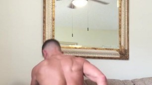 Popular jock slut stuffs  his muscle pussy