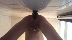 9 inch BBC dildo ride in chastity