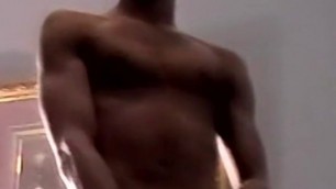 Athletic black amateur strokes his BBC monster on camera