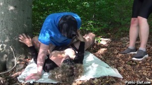 Naughty cum dump Jessica dogging in the woods and getting used by some strangers
